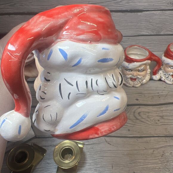 Santa 4 Matching Mugs Cups Handmade Vintage - Picture 7 of 9